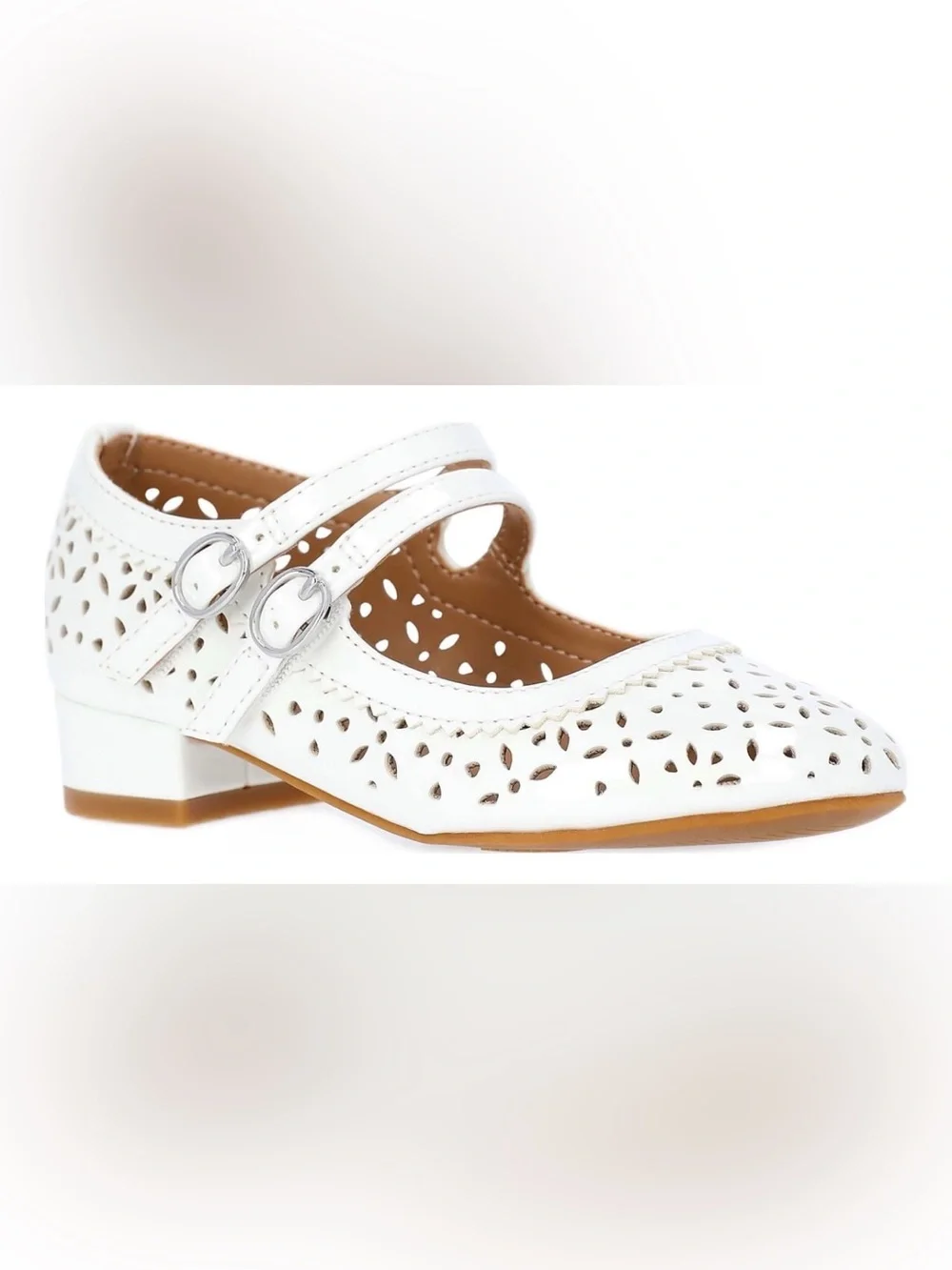 Wonder Nation Big Girls Double Strap Dress Shoes with Block Heel